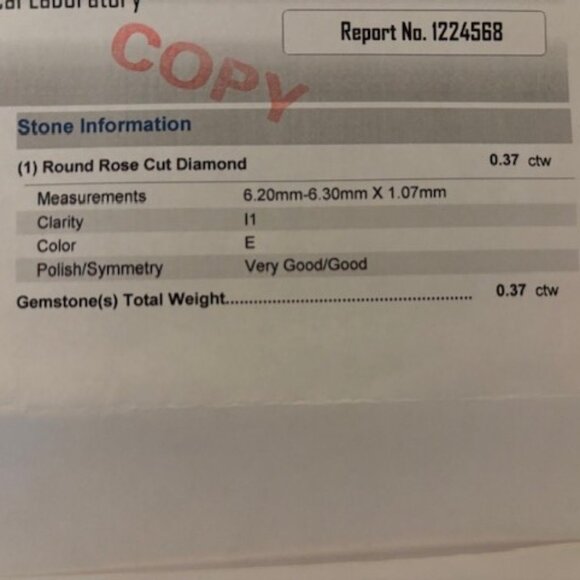 Me & Ro Platinum and Rose Cut Natural Diamond Ring Bezel Set .37 ctw - Picture 8 of 9